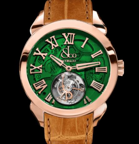 Jacob & Co PALATIAL FLYING TOURBILLON HOURS & MINUTES ROSE GOLD GREEN MINERAL CRYSTAL PT500.40.NS.OG.A Replica watch
